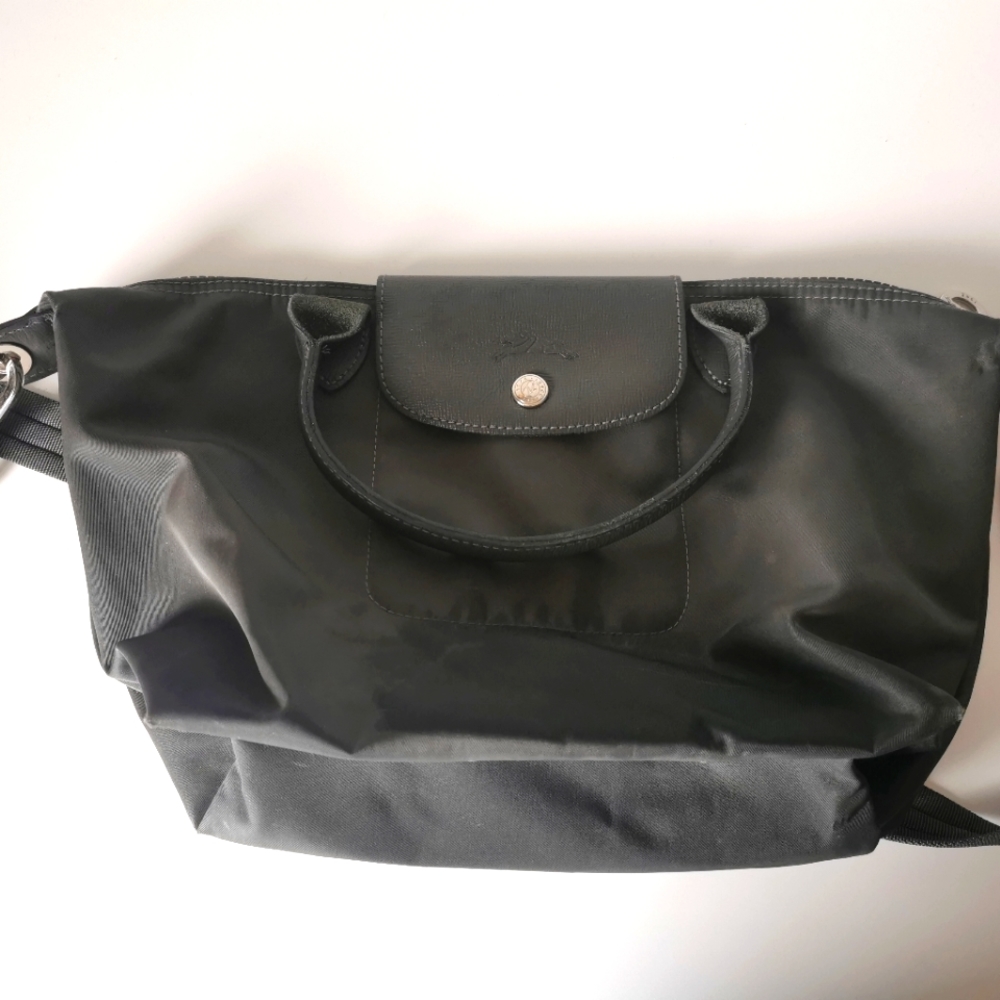 Longchamp Small Le Pliage Neo Top Handle In Dark Grey